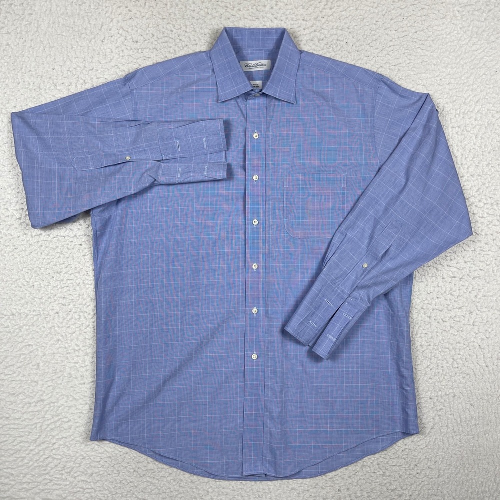 Brooks Brothers Button Down Mens 16.5 33 Blue Non Iron Check Preppy Professional